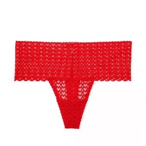PINK Heart Lace Red Panty Women Size Small